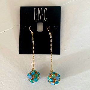 NWT INC beautiful green and blue and gold earrings